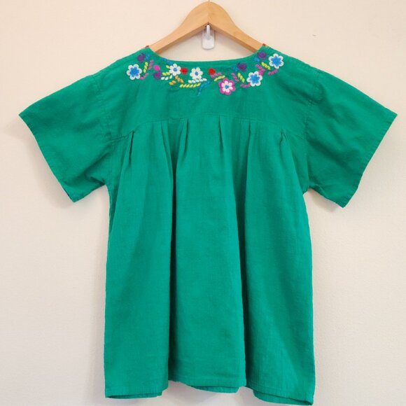 YZXDORWJ Peasant Top XL Embroidered Floral Boho Artsy Mexican Artsy Cotton - Picture 9 of 16